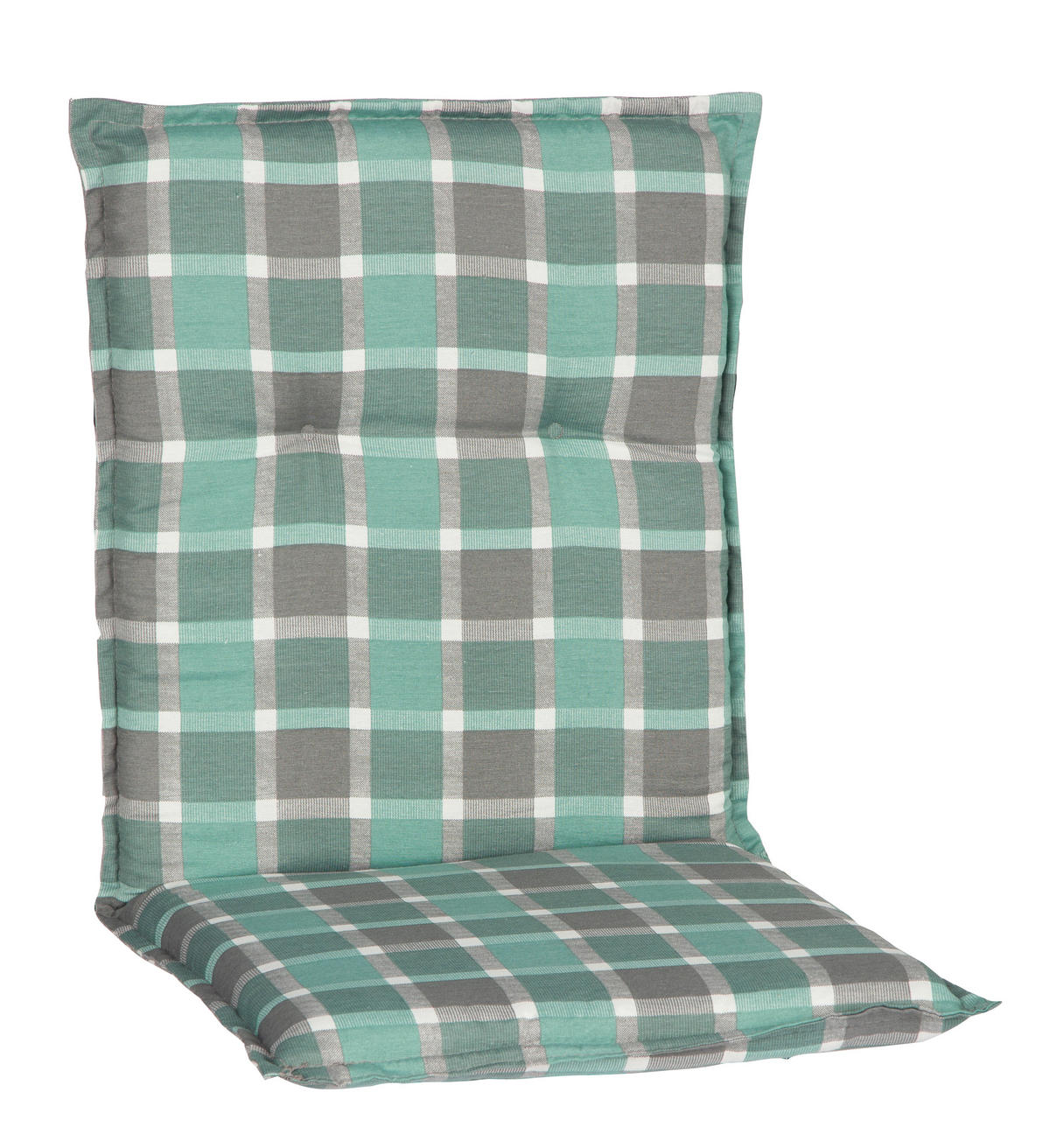 SESSELAUFLAGE in Grau, Türkis Karo  - Türkis/Grau, Basics, Textil (100/50/6cm) - Gardenson