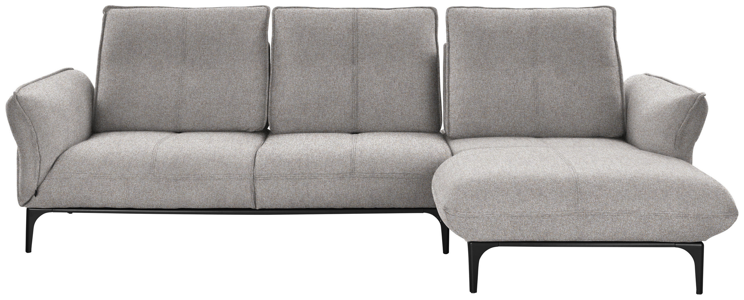 ECKSOFA in Webstoff Graubraun  - Graubraun/Schwarz, Natur, Textil (277/182cm) - Valnatura