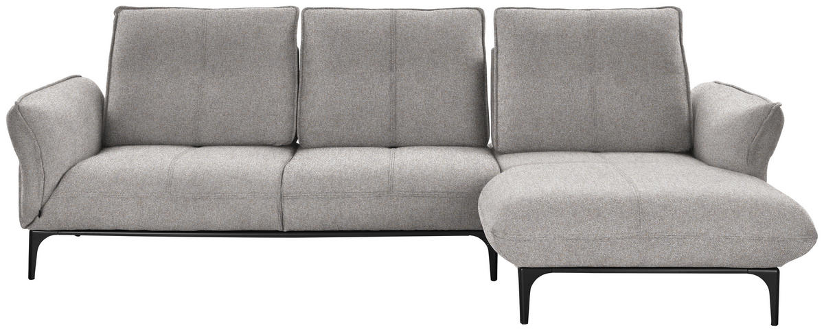 ECKSOFA in Webstoff Graubraun  - Graubraun/Schwarz, Natur, Textil (277/182cm) - Valnatura