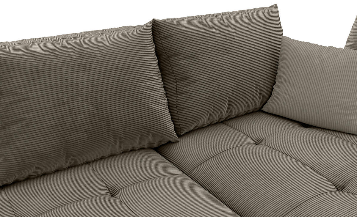 ECKSOFA in Cord Taupe  - Taupe/Schwarz, Konventionell, Holz/Textil (298/202cm) - MID.YOU