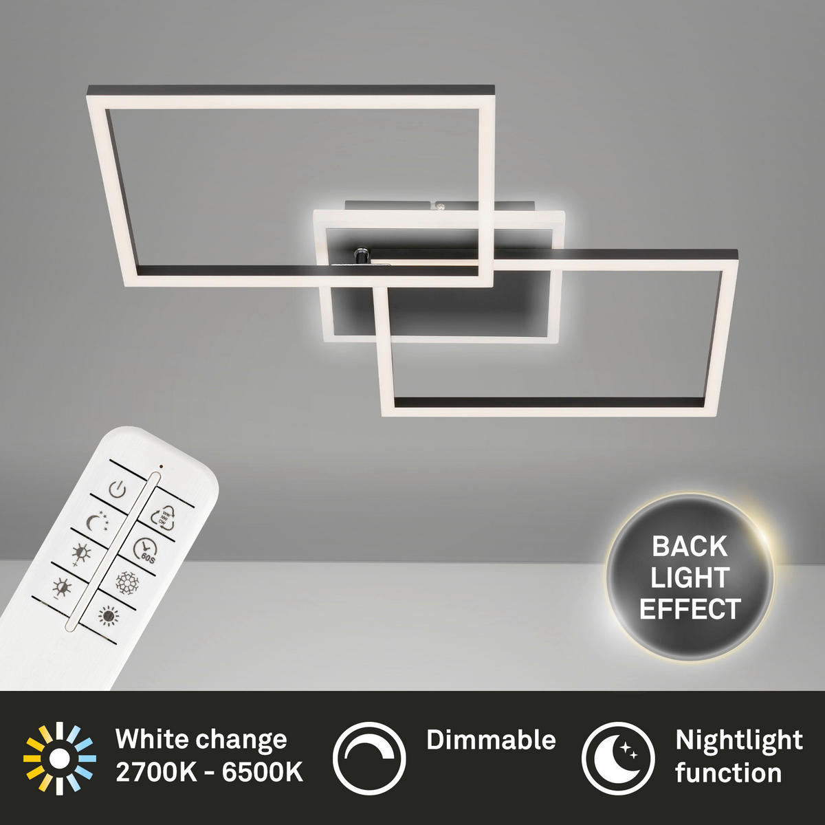 LED PLAFONJERA  - crna, Dizajnerski, metal/plastika (50/38,8/8cm)