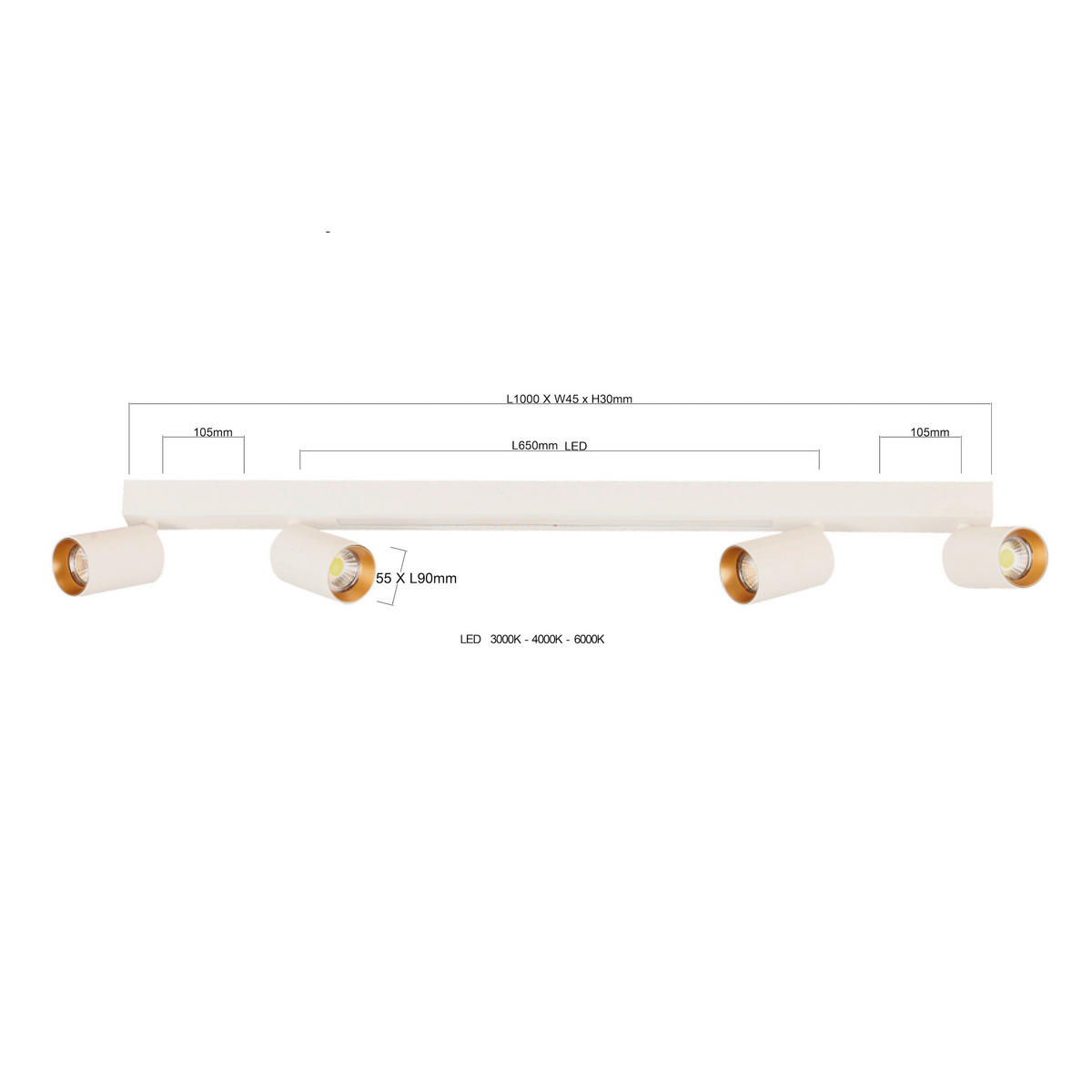 LED-TAKSPOTLIGHT Parma   - vit, Klassisk, metall (14/70/8cm)