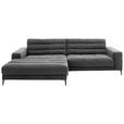 ECKSOFA Badia in Cord Anthrazit  207/296 cm  - Anthrazit/Schwarz, Design, Textil/Metall (207/296cm) - Dieter Knoll