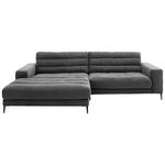 ECKSOFA Badia in Cord Anthrazit  207/296 cm  - Anthrazit/Schwarz, Design, Textil/Metall (207/296cm) - Dieter Knoll