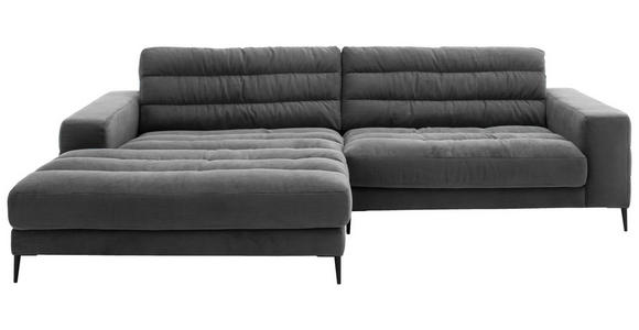 ECKSOFA Badia in Cord Anthrazit  207/296 cm  - Anthrazit/Schwarz, Design, Textil/Metall (207/296cm) - Dieter Knoll