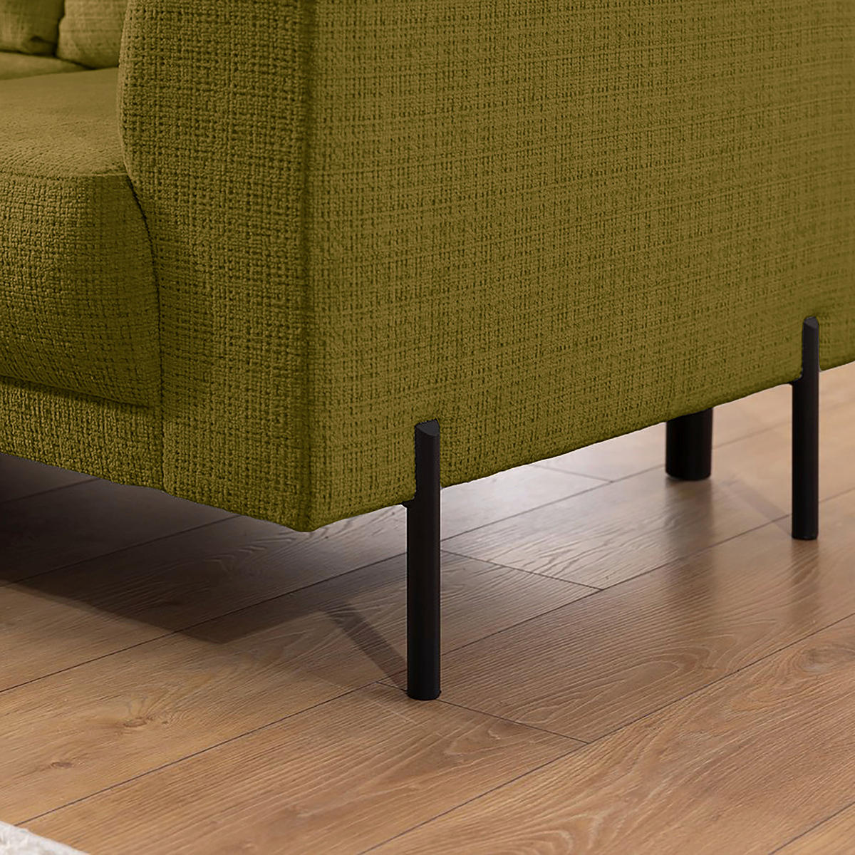 ECKSOFA Mauris Grün Chenille Rückenkissen  - Schwarz/Grün, Design, Kunststoff/Textil (200/233cm) - Livetastic