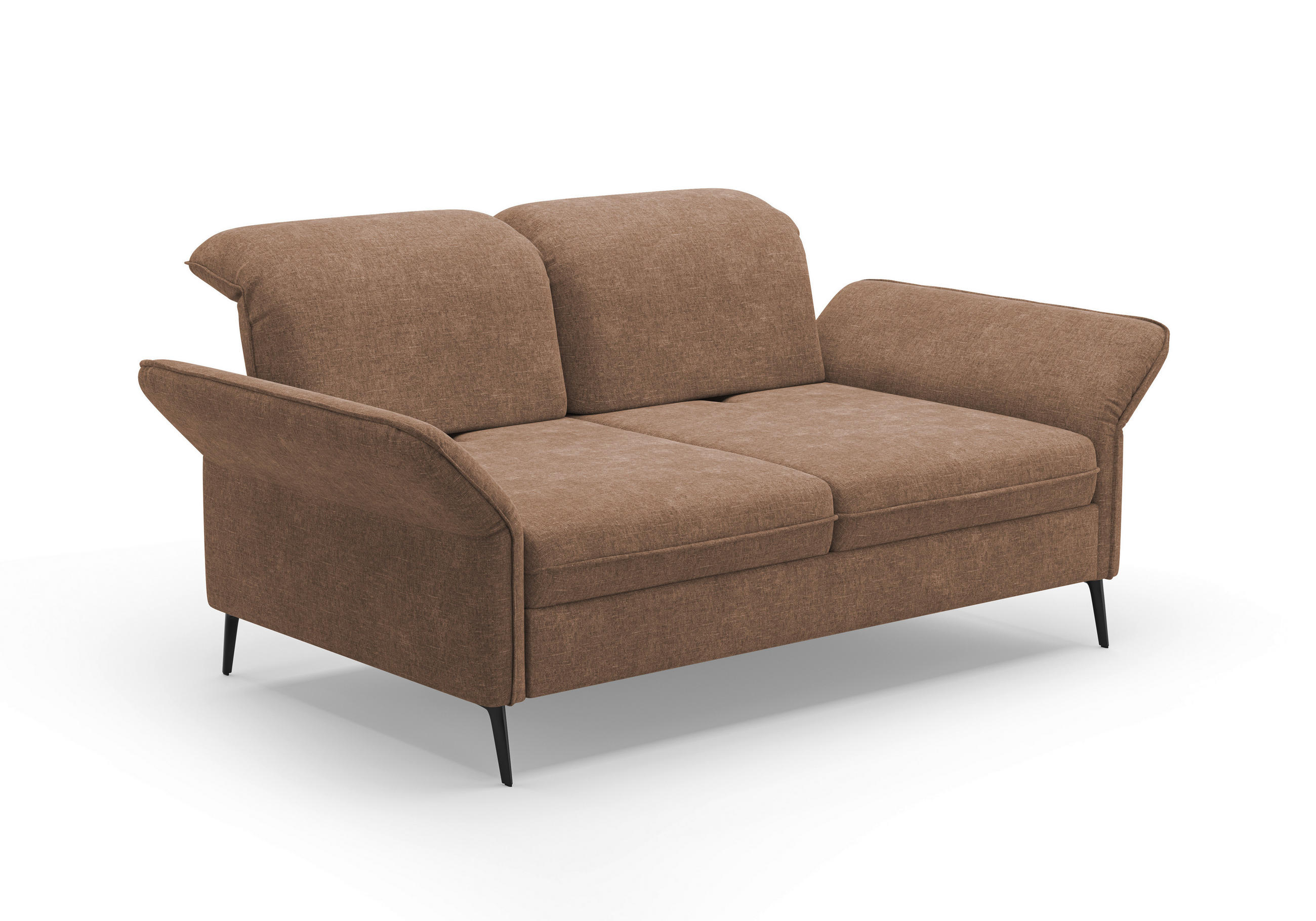 3-SITZER-SOFA in Flachgewebe Hellbraun  - Hellbraun/Schwarz, KONVENTIONELL, Textil/Metall (199/92/123cm) - Sit & More