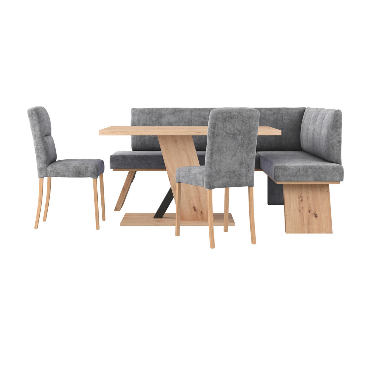 ECKBANK 185/150 cm Webstoff Schwarz   - Eichefarben/Schwarz, KONVENTIONELL, Textil (185/150cm) - Livetastic