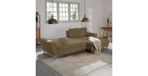 ECKSOFA in Webstoff Olivgrün  - Eichefarben/Olivgrün, Design, Holz/Textil (282/175cm) - Carryhome