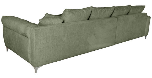 ECKSOFA in Chenille Dunkelgrün 227/329 cm - Chromfarben/Dunkelgrün, KONVENTIONELL, Textil/Metall (227/329cm) - Carryhome