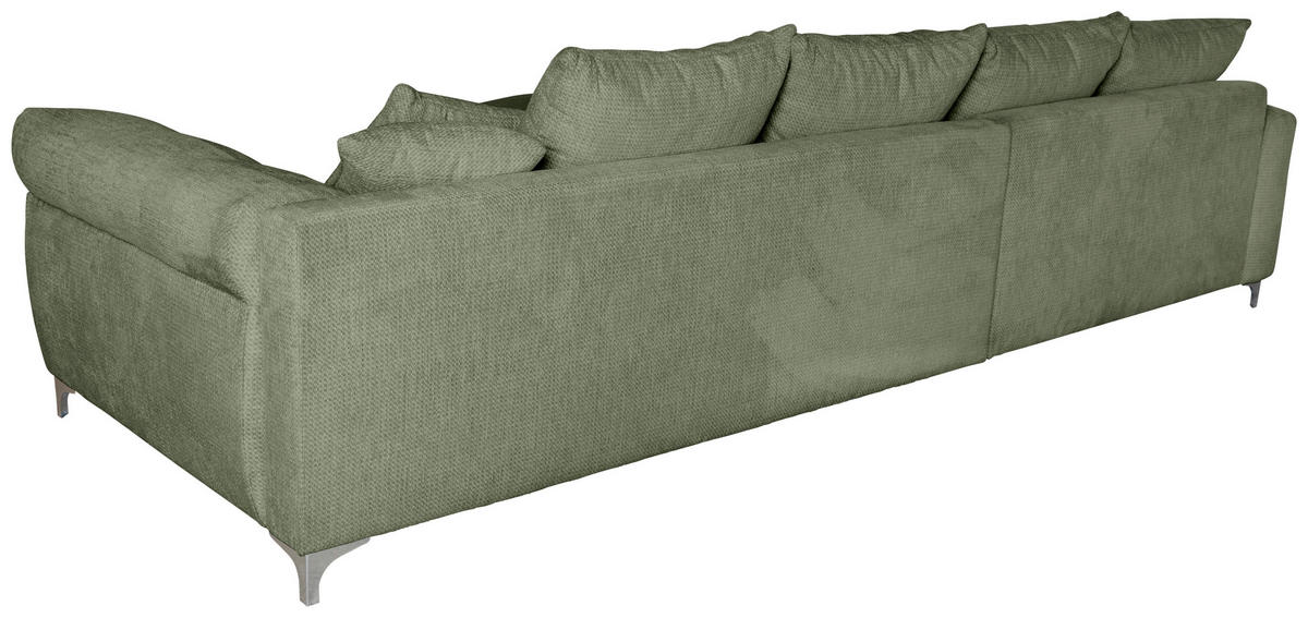ECKSOFA Dunkelgrün Chenille  - Chromfarben/Dunkelgrün, KONVENTIONELL, Textil/Metall (227/329cm) - Carryhome