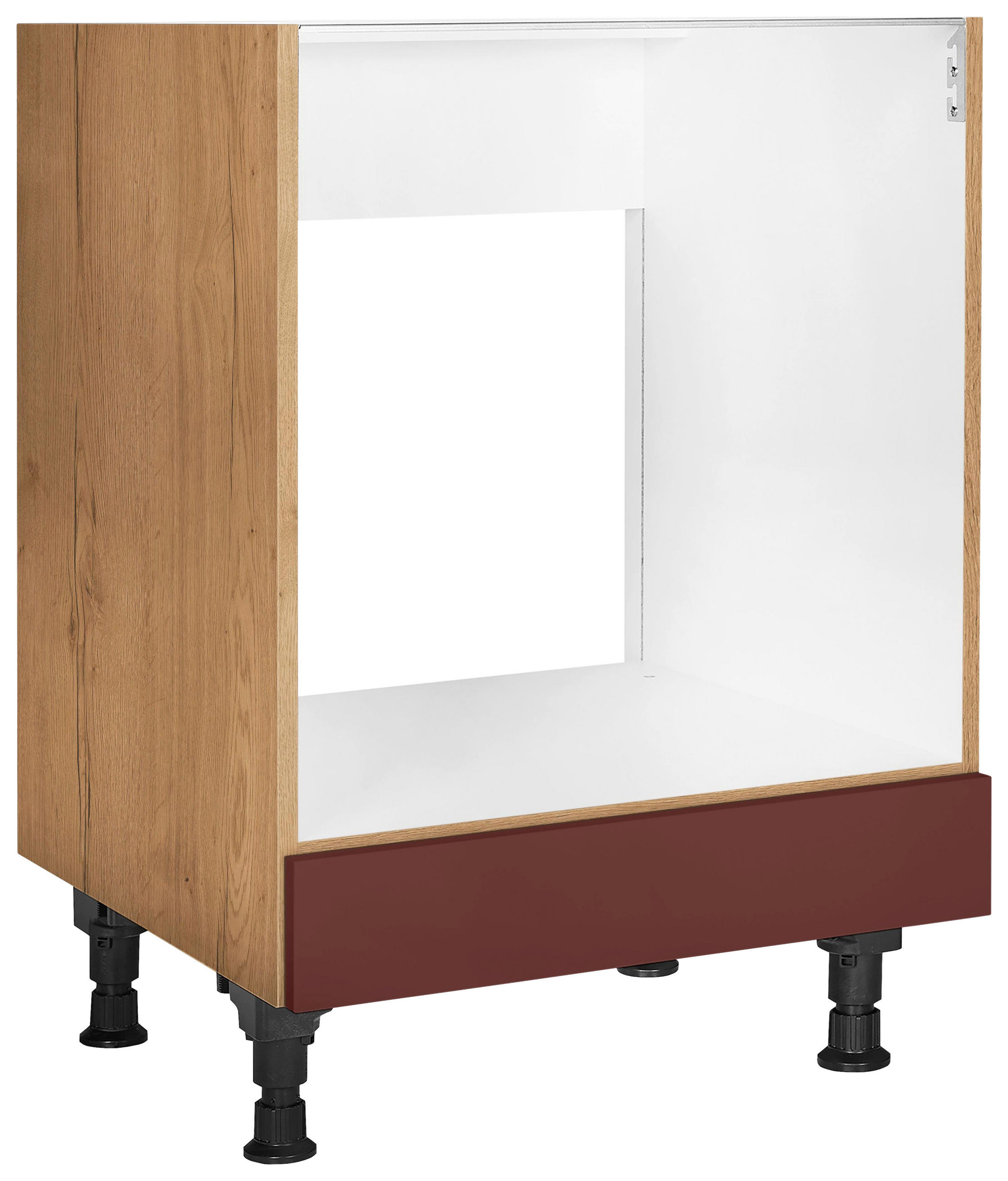 HERDUMBAUSCHRANK 60,0/87,0/56,0 cm  in Rot, Eichefarben  - Eichefarben/Rot, MODERN, Holzwerkstoff (60,0/87,0/56,0cm) - Nobilia