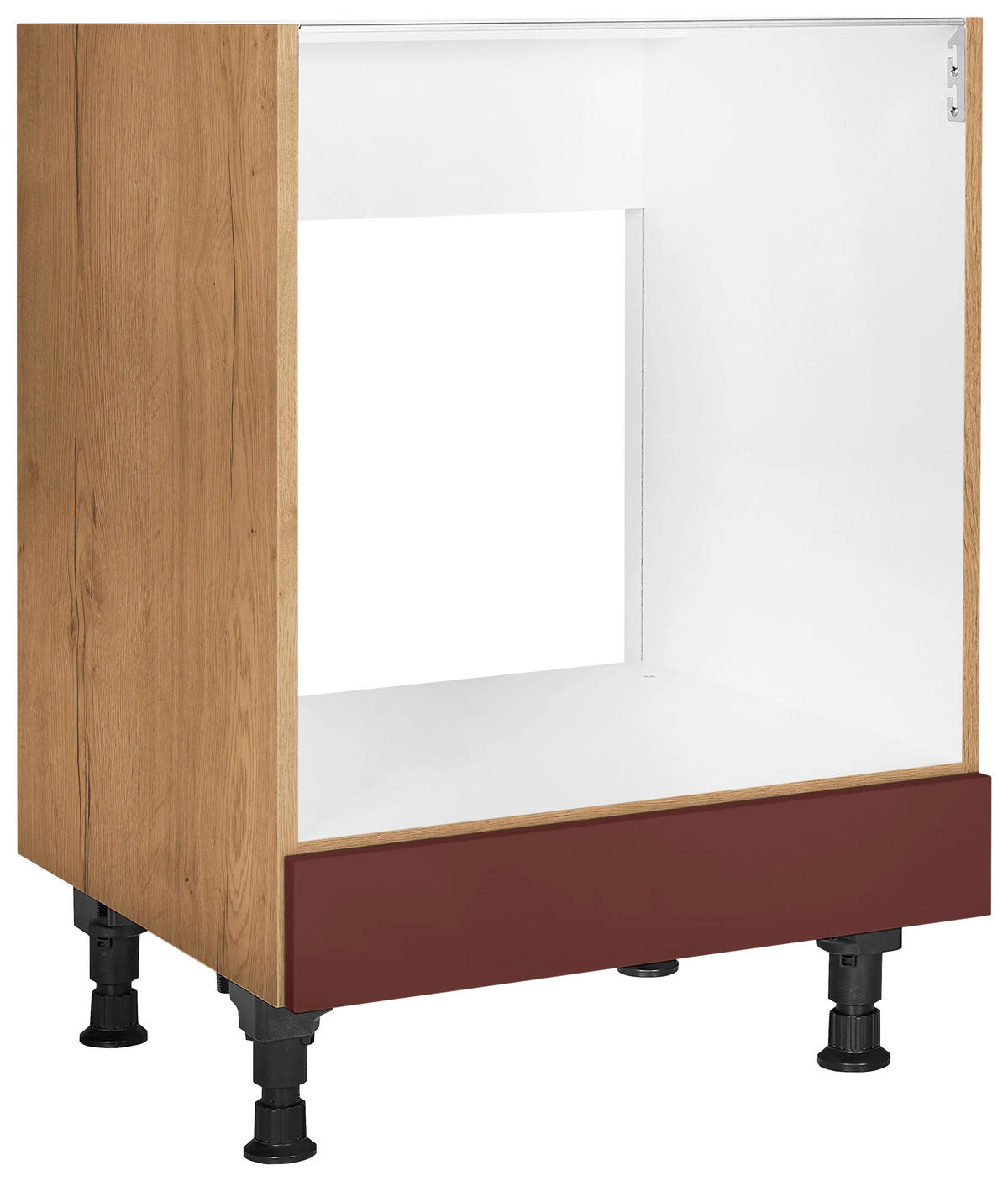 HERDUMBAUSCHRANK 60,0/87,0/56,0 cm  in Rot, Eichefarben  - Eichefarben/Rot, MODERN, Holzwerkstoff (60,0/87,0/56,0cm) - Nobilia