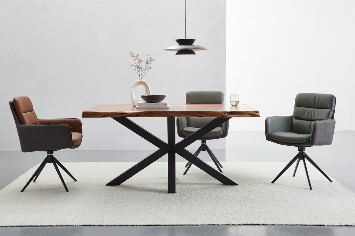 ARMLEHNSTUHL  in Eisen Mikrofaser Echtleder pigmentiert  - Anthrazit/Schwarz, Design, Leder/Textil (58/89/67cm) - Xora