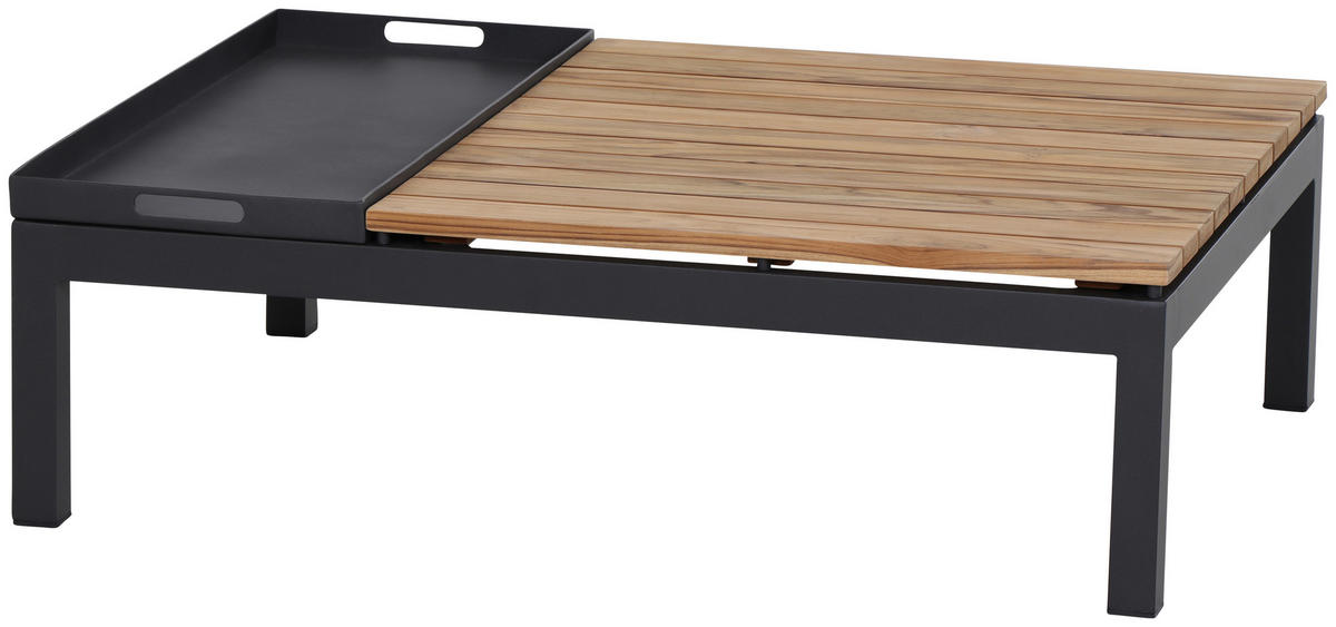 LOUNGEGARNITUR Teakholz massiv Aluminium, Edelstahl  - Anthrazit/Grau, KONVENTIONELL, Holz/Textil - Siena Garden