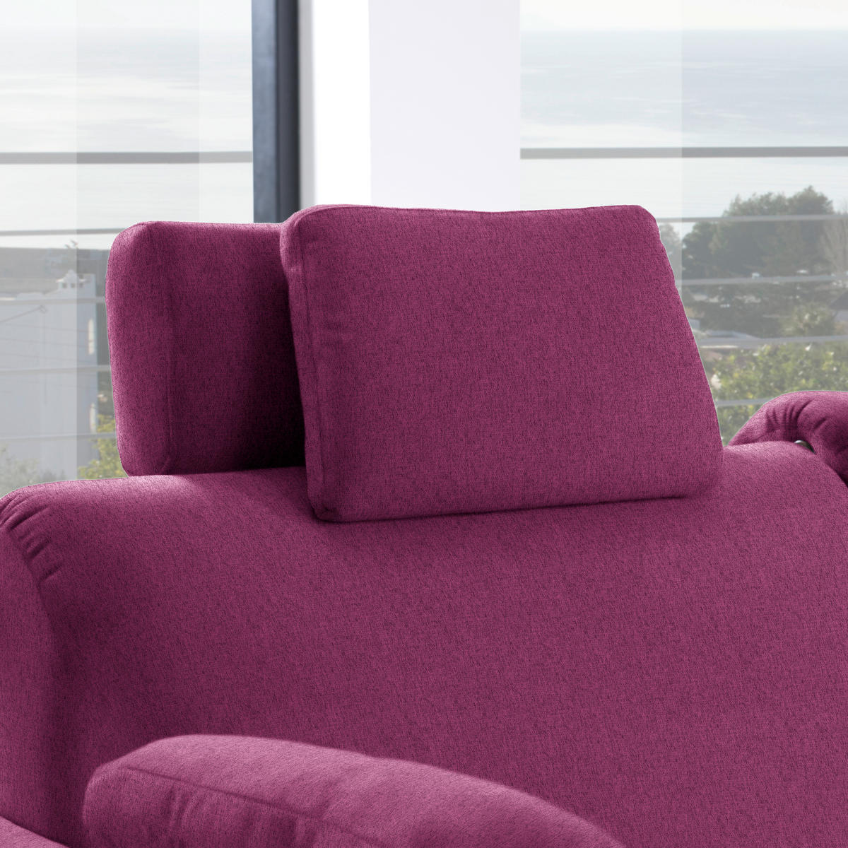 ECKSOFA in Flachgewebe Beere  261/203 cm  - Eichefarben/Beere, KONVENTIONELL, Holz/Textil (261/203cm) - Sedda