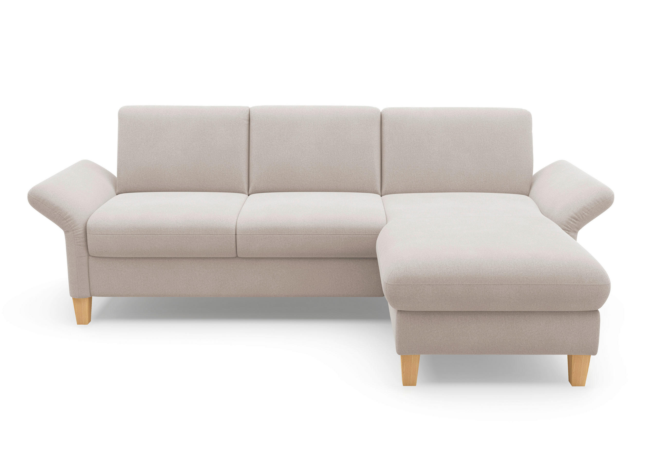ECKSOFA ROCHELLE E Greige Flachgewebe  - Greige/Eichefarben, KONVENTIONELL, Holz/Textil (251/164cm) - Sit & More