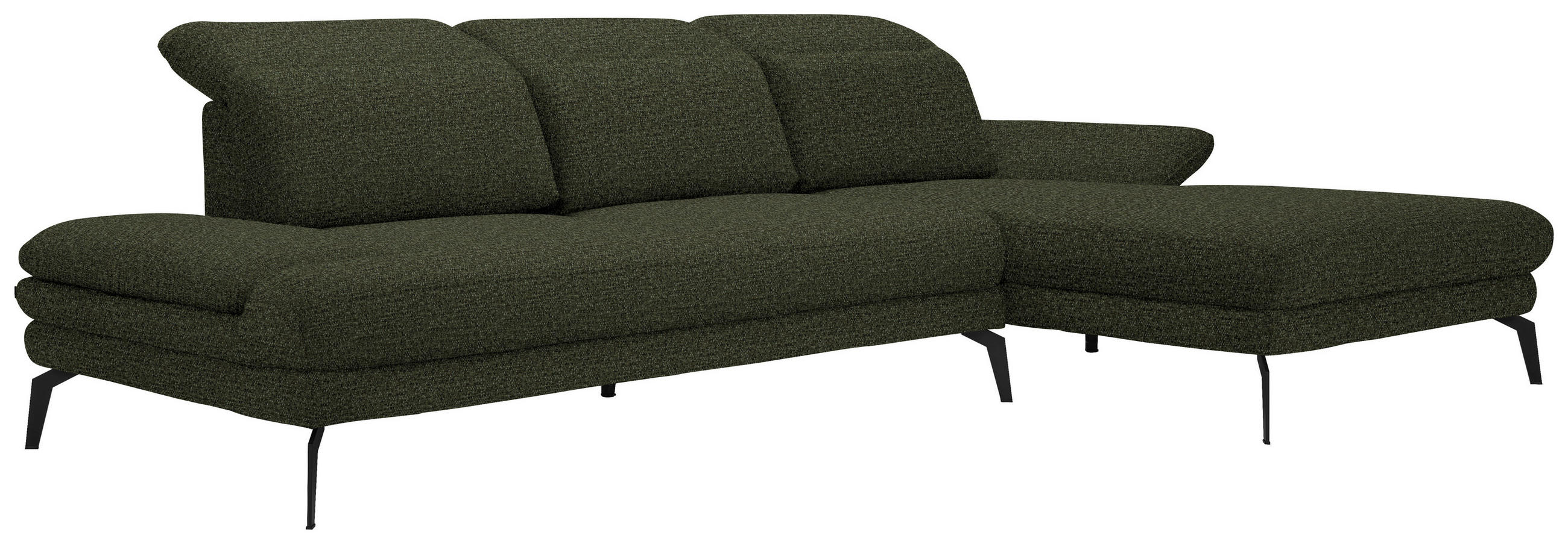 ECKSOFA Olivgrün Webstoff  - Schwarz/Olivgrün, Design, Textil/Metall (289/180cm) - Stylife
