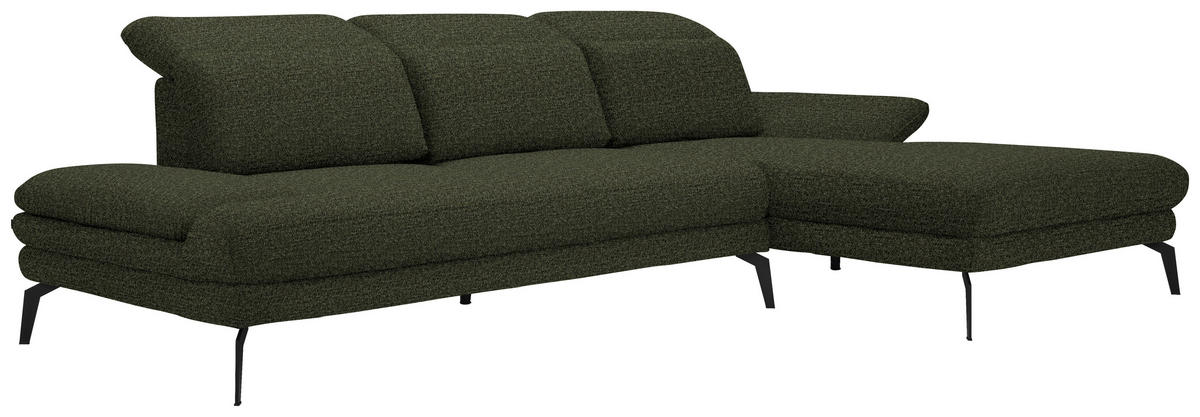 ECKSOFA in Webstoff Olivgrün  - Schwarz/Olivgrün, Design, Textil/Metall (289/180cm) - Stylife