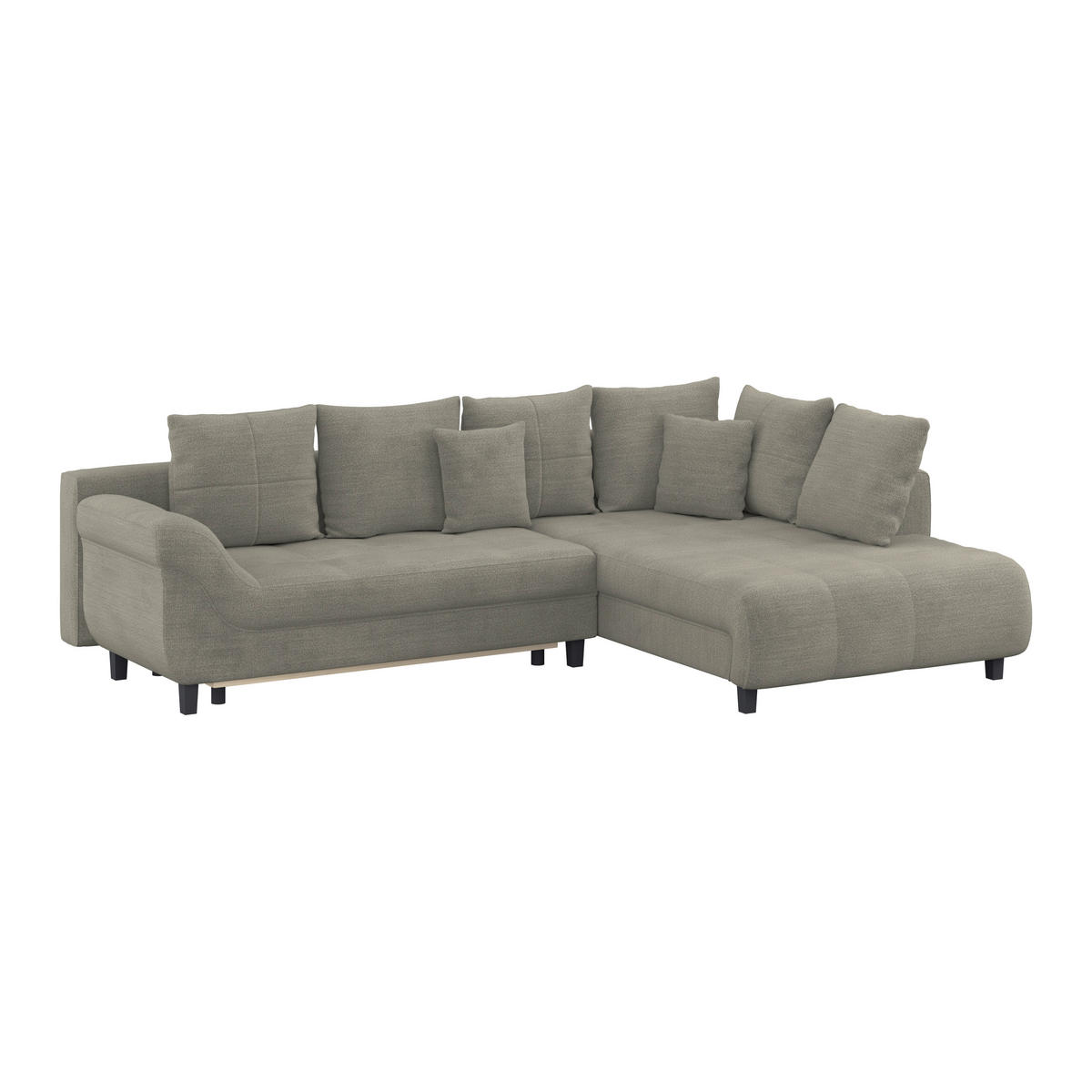 ECKSOFA Chenille, Struktur Sandfarben  - Sandfarben/Schwarz, Konventionell, Textil (309/197cm) - MID.YOU