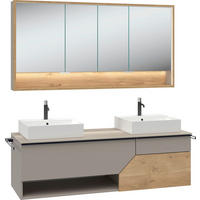 BADEZIMMER 4-teilig  in 160,4 cm  - Sandfarben/Eichefarben, LIFESTYLE, Glas/Holz (160,4cm) - Voglauer