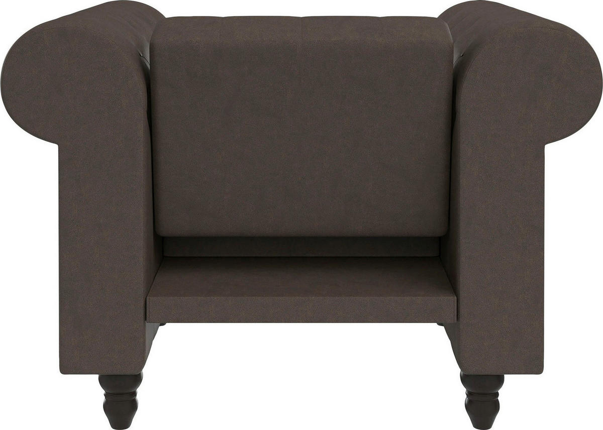 SESSEL in Mikrofaser Dunkelbraun  - Dunkelbraun/Schwarz, Basics, Holz/Textil (111/83/87cm) - Livetastic