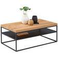 COUCHTISCH Eiche massiv 100/60/40 cm rechteckig Schwarz, Eichefarben  - Eichefarben/Schwarz, Design, Holz/Metall (100/60/40cm) - Novel