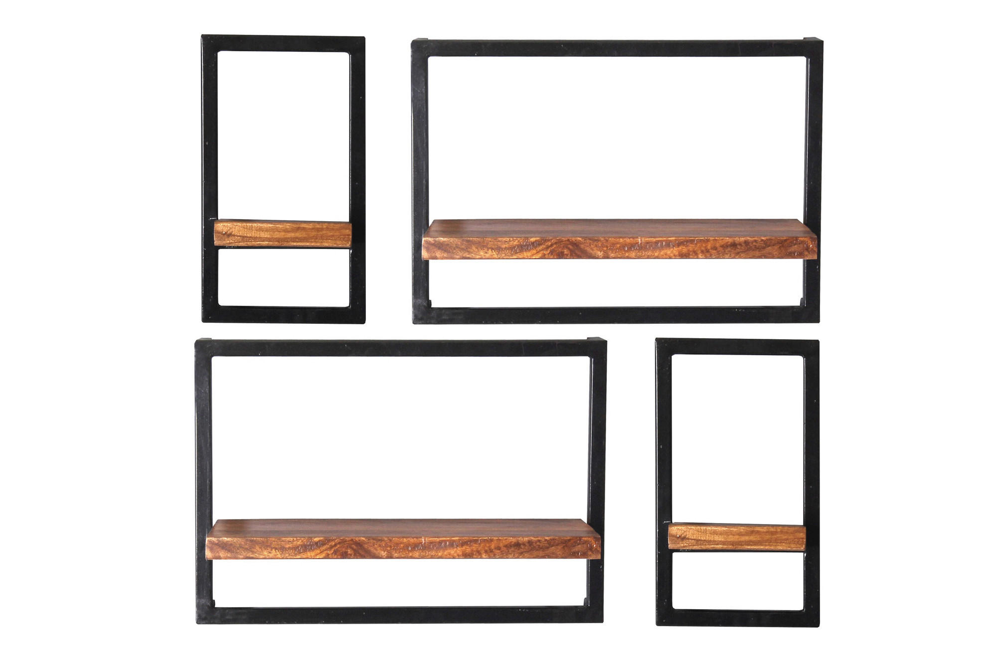 WANDREGALSET 75/75/25 cm  - Schwarz/Naturfarben, Design, Holz/Metall (75/75/25cm) - MID.YOU