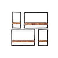 WANDREGALSET 75/75/25 cm  - Schwarz/Naturfarben, Design, Holz/Metall (75/75/25cm) - MID.YOU