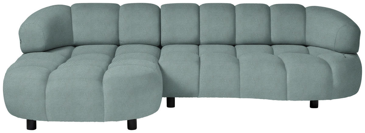 ECKSOFA in Webstoff Mintgrau  - Mintgrau/Schwarz, Design, Holz/Textil (183/284cm) - Welnova