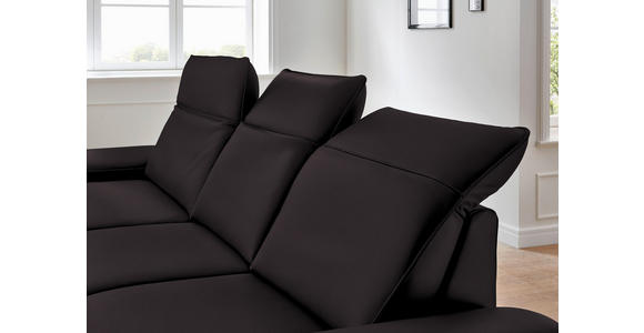 ECKSOFA in Echtleder Dunkelbraun  - Dunkelbraun/Schwarz, Design, Leder/Metall (193/328cm) - Dieter Knoll