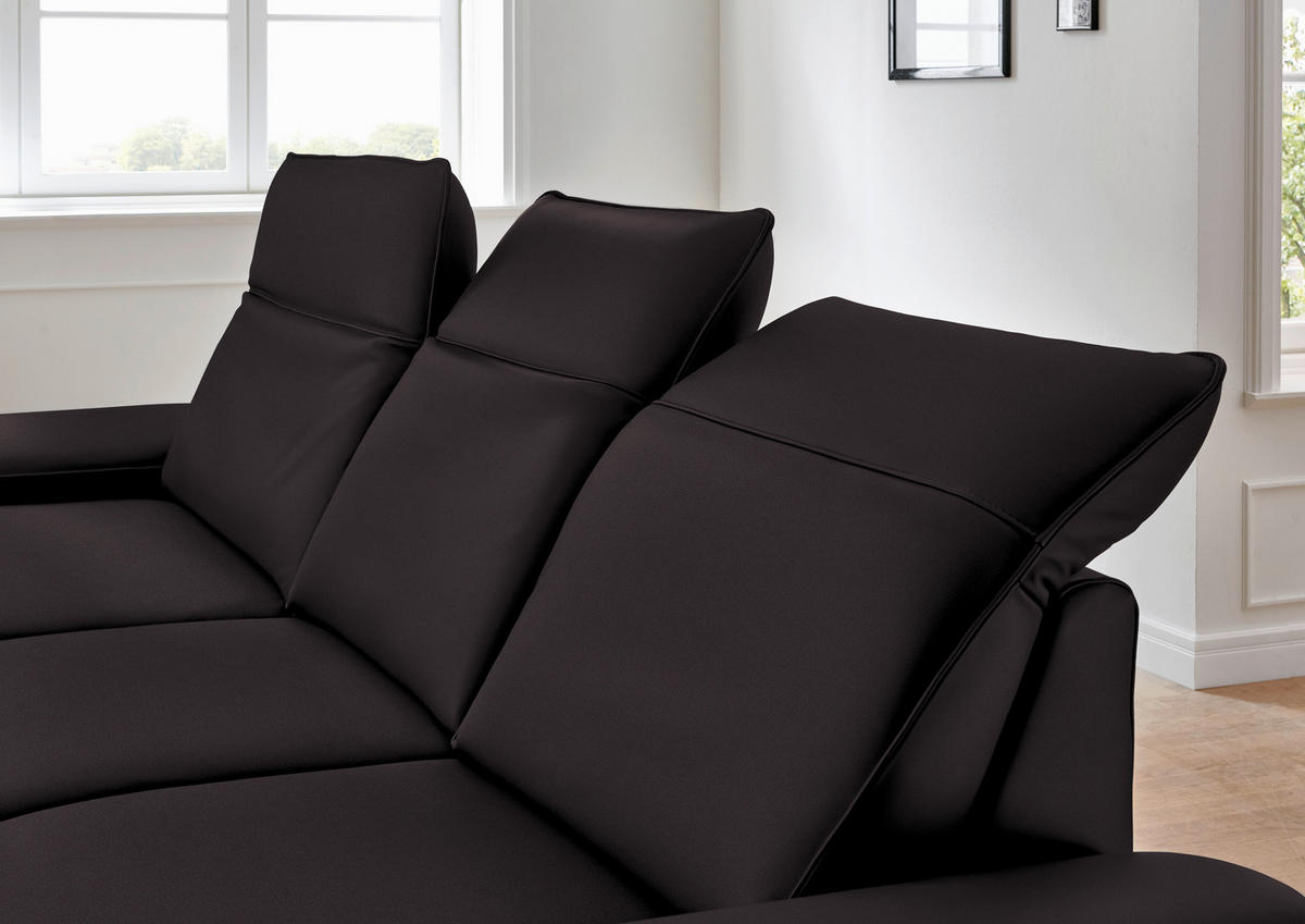 ECKSOFA in Echtleder Dunkelbraun  - Dunkelbraun/Schwarz, Design, Leder/Metall (193/328cm) - Dieter Knoll
