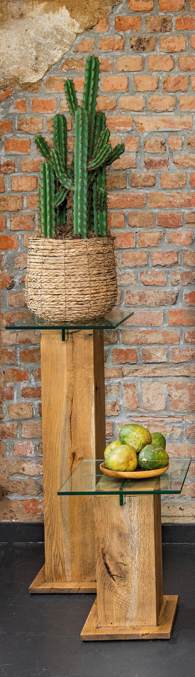 BEISTELLTISCH 40/40/50 cm Eiche massiv Eichefarben quadratisch  - Eichefarben, Design, Glas/Holz (40/40/50cm)