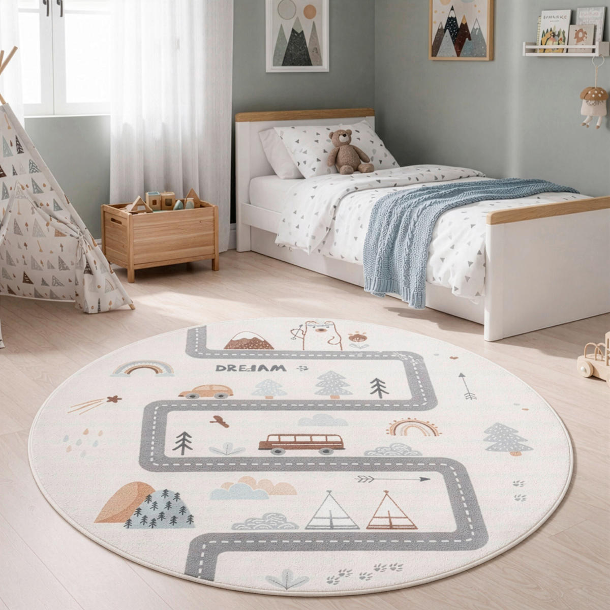 KINDERTEPPICH  Wohnzimmer 120/120 cm Coco Creme rund  - Creme, Trend, Kunststoff/Textil (120/120cm) - Ayyildiz 