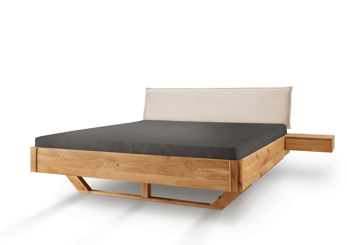 BALKENBETT 200/200 cm  in Beige, Wildeiche  - Wildeiche/Beige, Natur, Holz/Textil (200/200cm) - Linea Natura