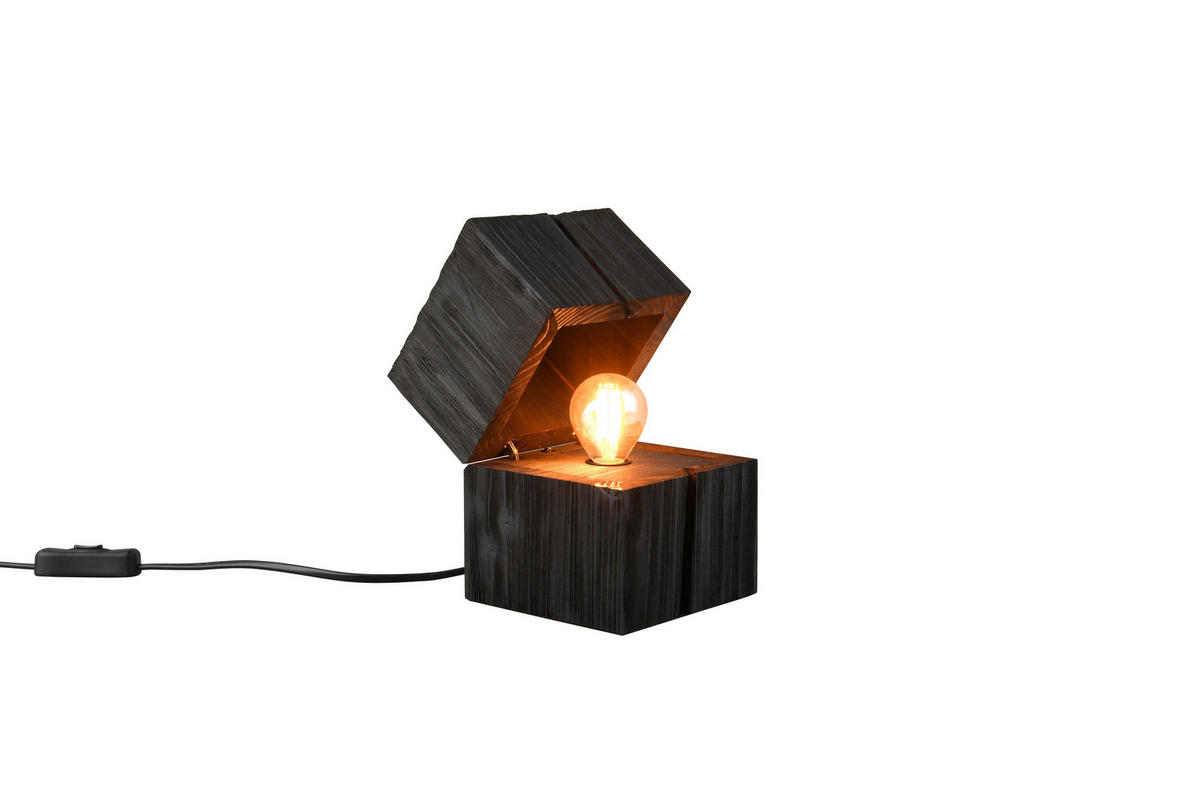 TISCHLEUCHTE - Schwarz, Trend, Holz (12/12/16cm) - Trio Leuchten