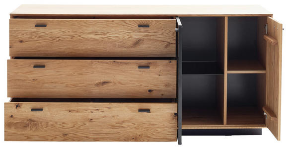 SIDEBOARD Anthrazit, Eichefarben  179/86/44 cm  - Eichefarben/Anthrazit, Natur, Glas/Holz (179/86/44cm) - Linea Natura
