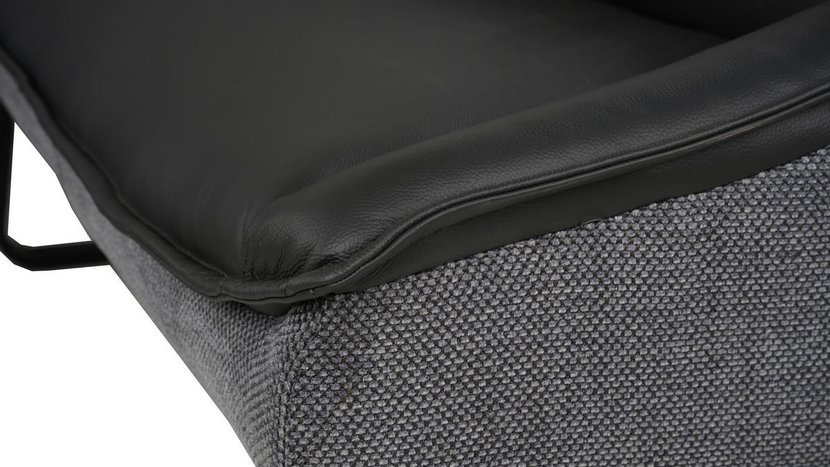 ECKBANK 178/237 cm Struktur Echtleder Schwarz   - Schwarz, Design, Leder/Textil (178/237cm) - Novel