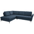 ECKSOFA in Bouclé Blau  - Blau/Schwarz, Natur, Textil/Metall (233/288cm) - Valnatura