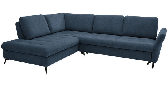 ECKSOFA in Bouclé Blau  - Blau/Schwarz, Natur, Textil/Metall (233/288cm) - Valnatura