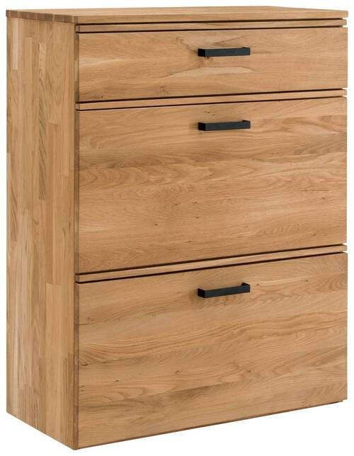 SCHUHSCHRANK Wildeiche massiv, Hartholz Eichefarben - Eichefarben/Schwarz, MODERN, Holz/Metall (80/109/39cm)