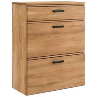 SCHUHSCHRANK Wildeiche massiv, Hartholz Eichefarben  - Eichefarben/Schwarz, MODERN, Holz/Metall (80/109/39cm)