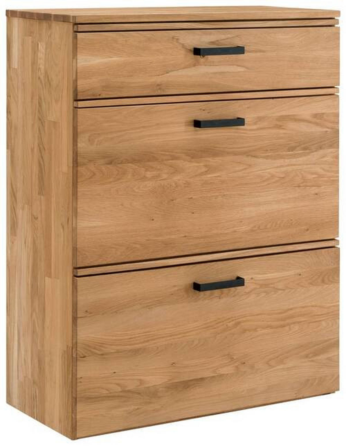 SCHUHSCHRANK Wildeiche massiv, Hartholz Eichefarben  - Eichefarben/Schwarz, MODERN, Holz/Metall (80/109/39cm)