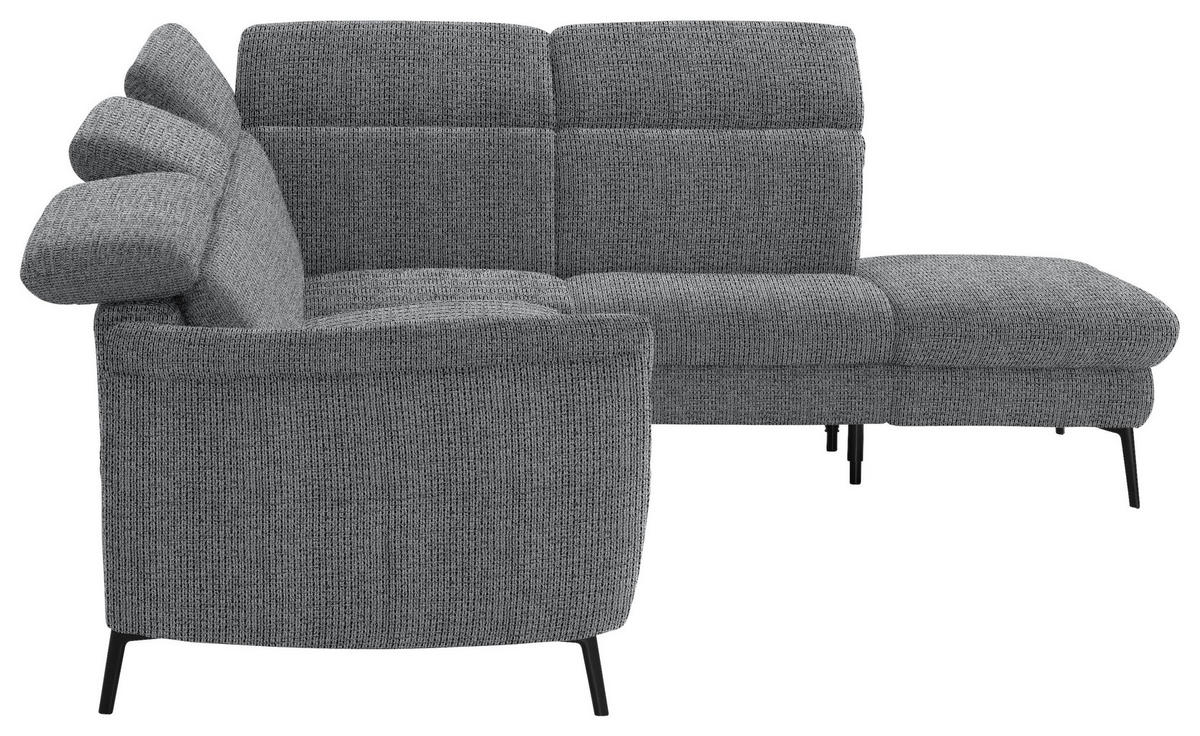 ECKSOFA in Struktur Anthrazit  - Anthrazit/Schwarz, Modern, Textil/Metall (275/235cm) - Cantus