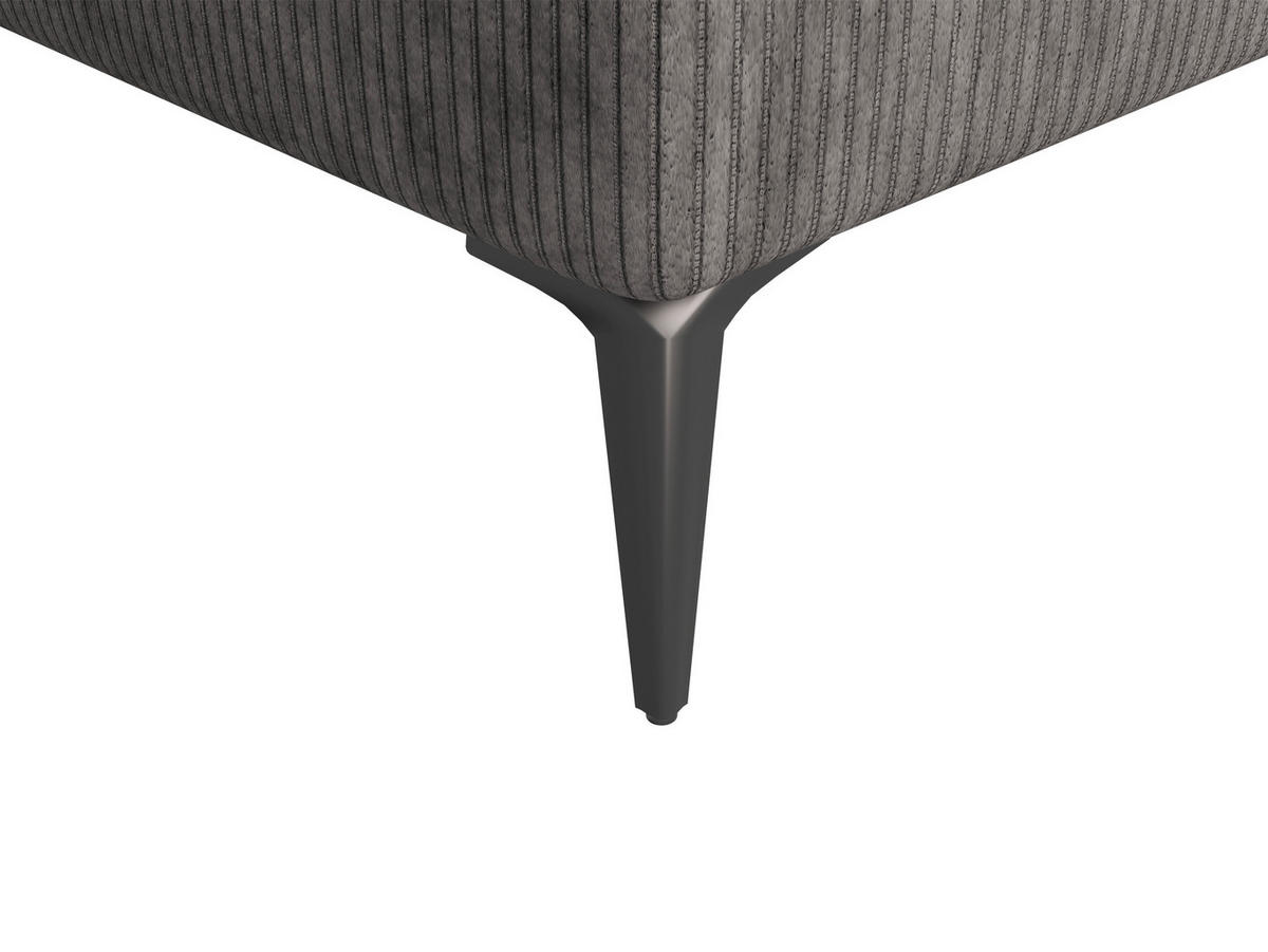 ECKSOFA Dunkelgrau Cord  - Dunkelgrau/Schwarz, Design, Kunststoff/Textil (177/276cm) - MID.YOU