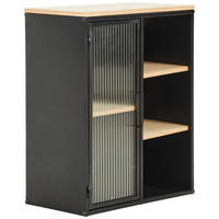 VÄGGHÄNGT VITRINSKÅP i klar, naturfärgad, svart   - klar/svart, Trend, metall/trämaterial (45/55,5/24cm) - Landscape