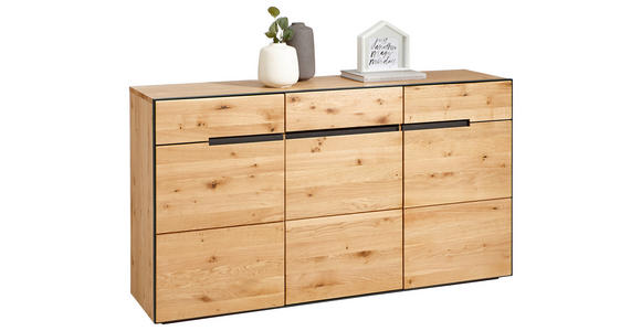 SIDEBOARD Wildeiche furniert, teilmassiv Anthrazit, Eichefarben Einlegeböden  - Eichefarben/Anthrazit, KONVENTIONELL, Holz/Holzwerkstoff (152/84/38cm) - Linea Natura