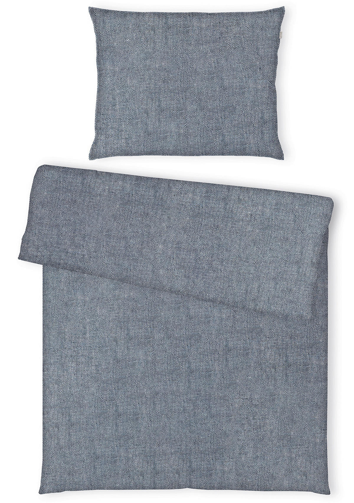 BETTWÄSCHE Tom Tailor Melange Bettwäsche mit Stehsaum Renforcé 140/200 cm  - Blau, Basics, Textil (140/200cm) - Herding