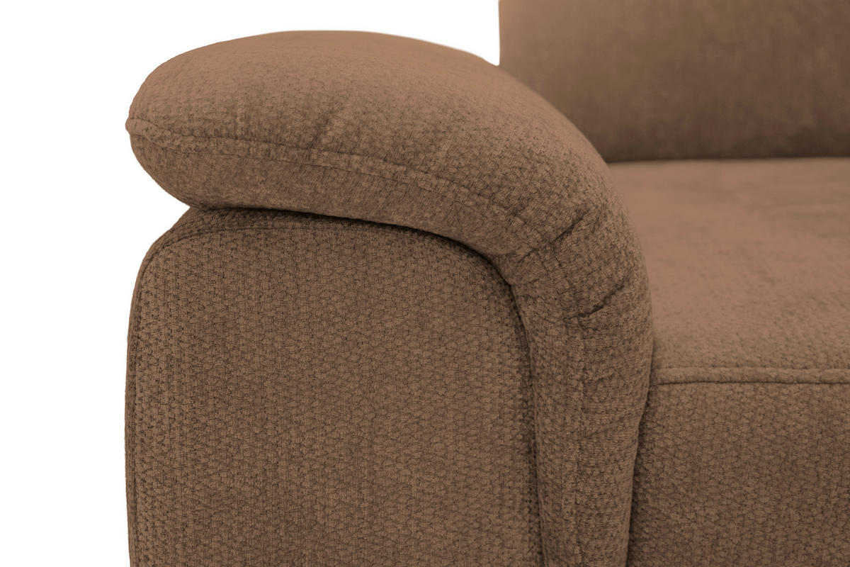 ECKSOFA Braun Chenille Bettkasten, Schlaffunktion, Rücken echt, Kopfteilverstellung, Liegefläche im Originalstoff  - Schwarz/Braun, KONVENTIONELL, Textil/Metall (265/206cm) - Carryhome