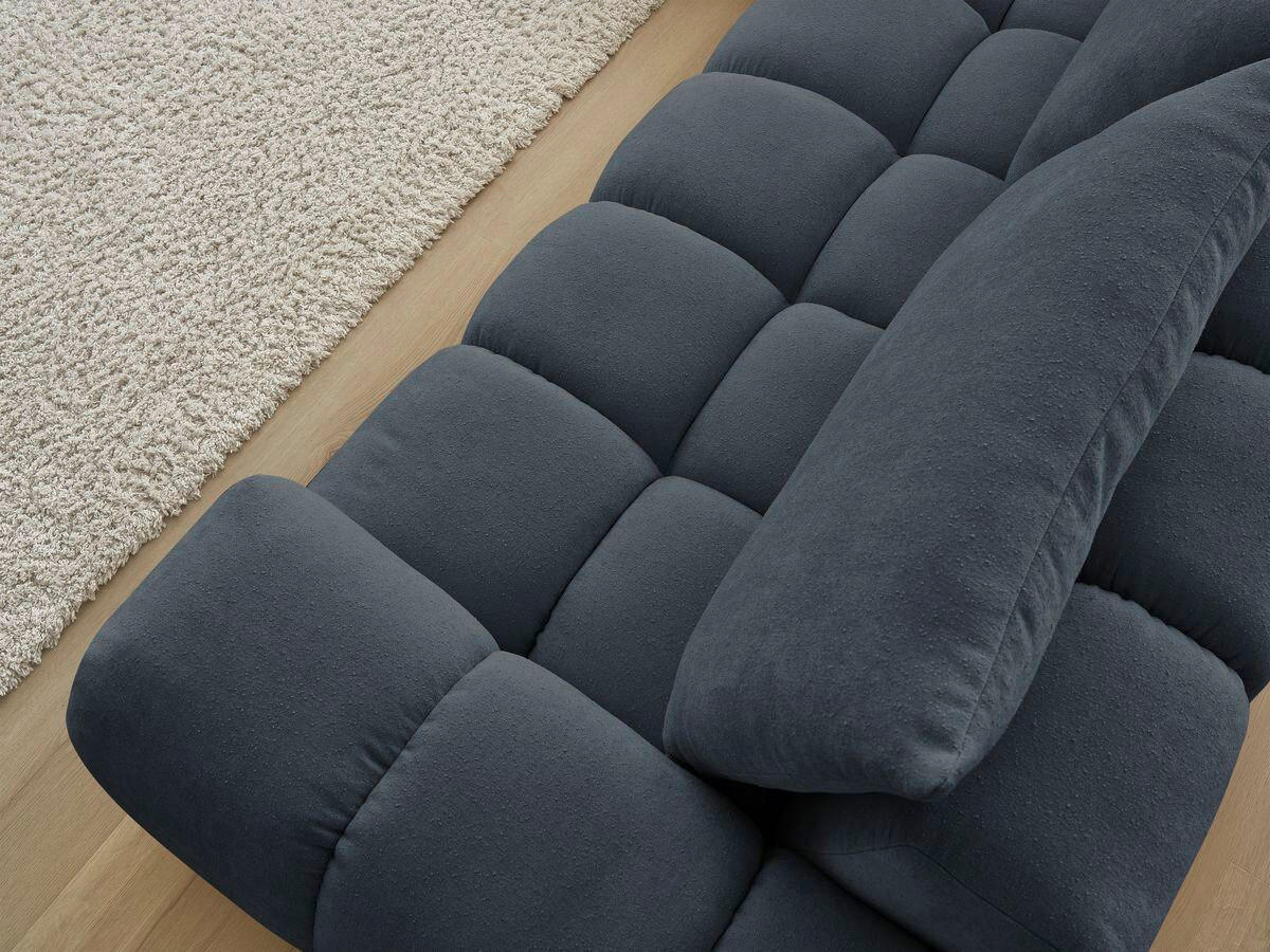 ECKSOFA Ottomane links  EVEREST Dunkelblau Struktur  - Schwarz/Dunkelblau, MODERN, Kunststoff/Textil (210/352cm) - Livetastic